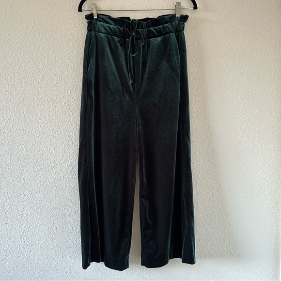CYNTHIA ROWLEY Forest Green Paper Bag Waist Culottes Women Size Small - Picture 1 of 7